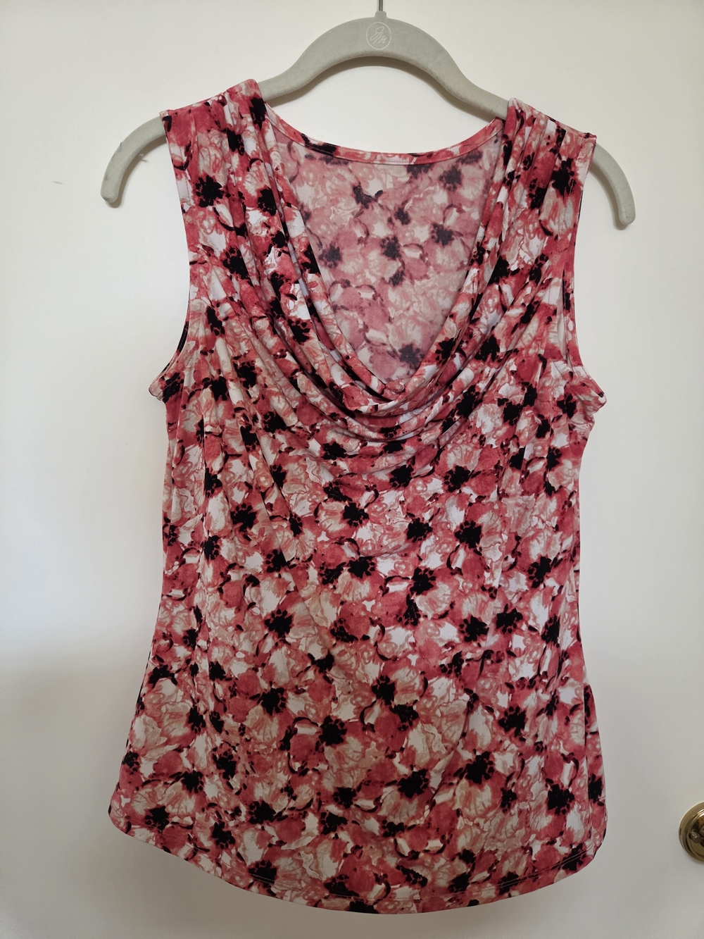 Tahari Pink Floral Cowl-Neck Sleeveless Camisole
